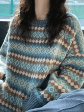 Vintage Jacquard Rundhalspullover